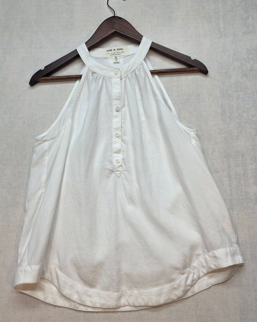 Cloth & Stone Anthropologie White Halter Henly Tank Top Blouse Sz Medium